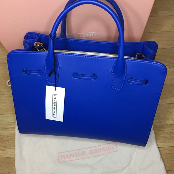 Mansur Gavriel Royal Blue Leather Mini Sun Bag - Picture 8 of 8